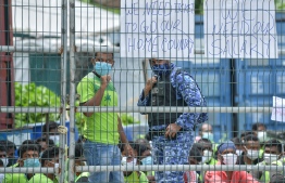 In the aftermath of the protest staged by Island Expert's expatriate workers on July 13, 2020, over several months of unpaid salaries. PHOTO: NISHAN ALI / MIHAARU