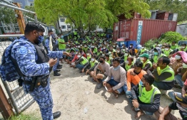 In the aftermath of the protest staged by Island Expert's expatriate workers on July 13, 2020, in reclaimed suburb Hulhumale'. PHOTO: NISHAN ALI / MIHAARU