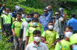 The aftermath of the protest staged by expatriate staff of Island Expert on July 13, 2020, over unpaid wages. FILE PHOTO: NISHAN ALI / MIHAARU