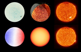 This handout photograph released by The European Space Agency (ESA) on July 16, 2020, shows images of the Sun, taken by The Extreme Ultraviolet Imager (EUI), Polarimetric and Helioseismic Imager (PHI) instruments onboard The Solar Orbiter spacecraft from May 30 to June 18, 2020. - Scientists said July 16, 2020, that they had obtained the closest ever images taken of the Sun as part of a pan-European mission to study solar winds and flares that could have far-reaching impacts back on Earth PHOTO: SOLAR ORBITER / EUI / ESA / NASA / AFP