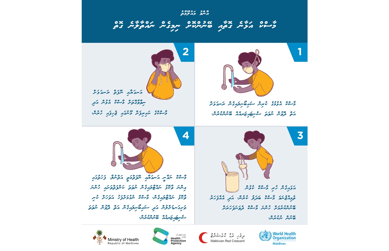 އެޗްޕީއޭގެ އިންފޮގްރެފިކް: މާސްކު އަޅާނެ ގޮތާއި ނައްތާލާނެ ގޮތް