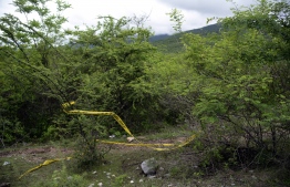 View of the so-called Barranca del Carnicero (Butcher's Ravine), where the remains of one of the 43 missing students from Ayotzinapa were found, in the municipality of Cocula, Guerrero State, Mexico, on July 8, 2020. - The Prosecutor's Office announced on the eve that the remains of one of the 43 students of the Escual Normal Rural de Ayotzinapa, disappeared in Mexico in 2014, had been identified. (Photo by FRANCISCO ROBLES / AFP)