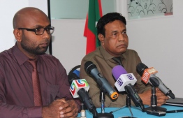 Human Rights Commission of the Maldives (HRCM) member Moosa Ali Kaleyfaan (R). PHOTO: HRCM