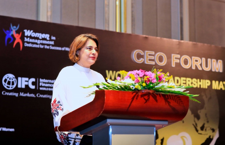 IFC Country Manager for Maldives and Sri Lanka Amena Arif speaking at an event. PHOTO: AMENA ARIF