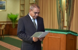 Mohamed Zahid is sworn in as member of the Human Rights Commission of Maldives (HRCM) in June 2017. FILE PHOTO/PRESIDENT'S OFFICE