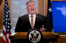 Secretary of State Mike Pompeo speaks during a news conference at the State Department in Washington,DC on July 15, 2020. (Photo by Andrew Harnik / POOL / AFP)