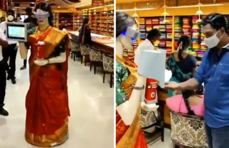 ސެނިޓައިޒާ ދެނީ ސާޅީ އެޅި ރޮބޮޓެއް