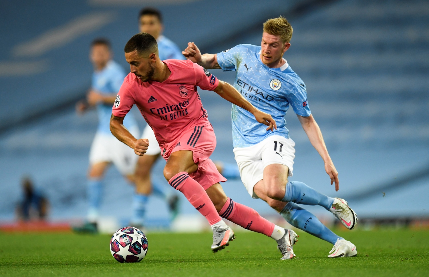 2020 ވަނަ އަހަރުގެ ޗެމްޕިއަންސް ލީގުގެ ނޮކައުޓް ބުރުގައި ސިޓީން ރެއާލާ ދެކޮޅަށް އަމިއްލަ ދަނޑުގައި ކުޅުނު މެޗުގެ ތެރެއިން.-- ފައިލް ފޮޓޯ: އޭއެފްޕީ