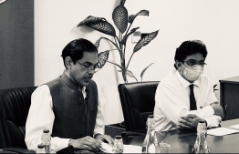 Indian High Commissioner to Maldives Sunjay Sudhir alongside Maldives' Foreign Secretary Abdul Ghafoor Mohamed. PHOTO: HIGH COMMISSION OF INDIA IN MALDIVES