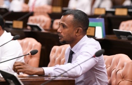 (FILE) MP Ahmed Thoriq speaking in the parliament on August 11, 2020 -- Photo: Parliament