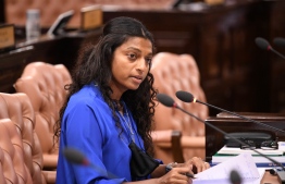 (FILE) Vice Speaker Eva Abdulla speaking in the parliament on August 11, 20219: Eva has requested Minister of Finance Ibrahim Ameer to send written documents on state reserve on the information she asked for -- Photo: Parliament