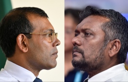 Minister of Economic Development Fayyaz Ismail (R) and Parliament Speaker Mohamed Nasheed; while the minister has raised concerns over the workers' right bills facing delays at the parliament, all committee activities have been put on hold by the Speaker after several members recently quit the ruling MDP--