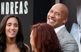 (FILES) In this file photo actor Dwayne 'The Rock' Johnson attends the Premiere Of Warner Bros. Pictures' "San Andreas" at TCL Chinese Theatre on May 26, 2015 in Hollywood, California. - Dwayne "The Rock" Johnson has been named Hollywood's top-paid actor for a second year running reported on August 12, 2020, heading a list dominated by lucrative Netflix contracts. The former professional wrestler banked $87.5 million in the year ending June 2020, according to Forbes' annual ranking. (Photo by Frazer Harrison / GETTY IMAGES NORTH AMERICA / AFP)