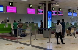 Bangladeshi nationals at Velana International Airport prior to their departure on Monday. PHOTO: MALDIVIAN