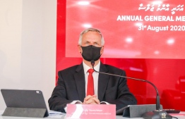 Bank of Bank of Maldives (BML)'s CEO and Managing Director Tim Sawyer gives his address during BML's virtual Annual General Meeting on August 31, 2020. PHOTO/BML