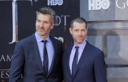 David Benioff and D.B. Weiss arrive for the premiere of the final season of 'Game of Thrones' at Radio City Music Hall in New York, US, April 3, 2019. (REUTERS/Caitlin Ochs)