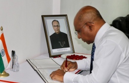 Foreign Minister Abdulla Shahid pens message dedicated to former Indian President Pranab Mukherjee following his passing. PHOTO/FOREIGN MINISTRY