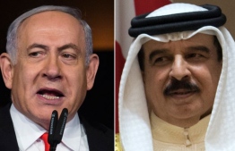 (COMBO) This combination of pictures shows (L) Israeli Prime Minister Benjamin Netanyahu and (R) King Hamad bin Isa Al Khalifa of Bahrain. - The peace deal between Israel and Bahrain is slated to begin on October 18, 2020. PHOTO/AFP