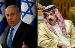 (COMBO) This combination of pictures created on September 11, 2020 shows (L) Israeli Prime Minister Benjamin Netanyahu chairing the weekly cabinet meeting in Jerusalem on June 28, 2020, and (R) King Hamad bin Isa Al Khalifa of Bahrain, speaking with another delegate during the 40th Gulf Cooperation Council (GCC) summit held at the Saudi capital Riyadh on December 10, 2019. - US President Donald Trump announced on September 11, 2020 a "peace deal" between Israel and Bahrain, which becomes the second Arab country to settle with its former foe in just the last few weeks. (Photos by RONEN ZVULUN and Fayez Nureldine / various sources / AFP)