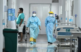 Frontliners on duty at the Hulhumale' Medical Facility. PHOTO: NISHAN ALI/ MIHAARU