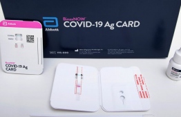 The 'BinaxNOW COVID-19 Ag card' tests by Abbott pharmaceuticals, newly introduced by Medtech Maldives, which generates test results within 15 minutes. PHOTO: MEDTECH MALDIVES