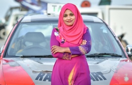Capital city Male's only female taxi driver Aminath Waheed. PHOTO: NISHAN ALI/ MIHAARU