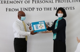 United Nations Development Programme (UNDP) gifts Personal Protective Equipment (PPE) to Maldives' COVID-19 response. PHOTO: FOREIGN MINISTRY