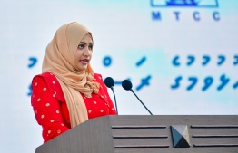 (FILE) Minister Nahula speaking at opening ceremony of Hoarafushi Airport in November 19, 2020: ACC has not disclosed further details regarding the ongoing investigation into alleged corruption by Nahula -- Photo: Ahmed Awshan Ilyas / Mihaaru