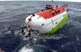 The Fendouzhe completed the historic mission with three researchers on board. PHOTO: AFP