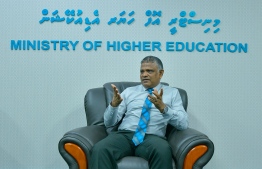 Dr. Ibrahim Hassan Minister of Higher Education during his interview with local news outlet Mihaaru. PHOTO: MIHAARU.