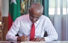 President Ibrahim Mohamed Solih ratified the second amendment to the Maldives Securities Act. PHOTO/PRESIDENT'S OFFICE