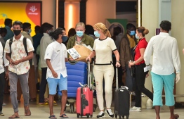 Tourists arriving at Velana International Airport (VIA) after Maldives reopened its borders after a long period of closure due to the COVID-19 pandemic. PHOTO: MIHAARU
