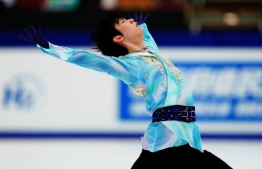 Yuzuru Hanyu of Japan performs during the men's free skating at the Japan's figure skating national championships in Nagano on December 26, 2020. (Photo by STR / various sources / AFP) / 