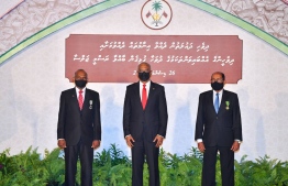 President Ibrahim Mohamed Solih poses for a photograph with Ibrahim Ismail Ali and Badru Naseer. PHOTO: PRESIDENT'S OFFICE