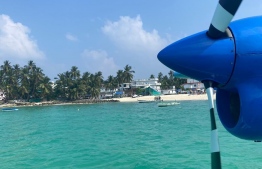 A seaplane of Maldivian Airlines lands in Minicoy, making history as first ever airline to travel to the island. PHOTO: MALDIVIAN