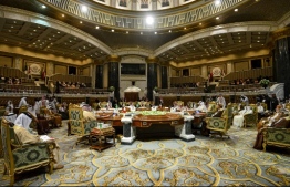 (FILES) This file photo taken on December 10, 2019, shows a general view of a session of the Gulf Cooperation Council (GCC) summit held in the Saudi capital Riyadh. - Saudi Arabia will reopen its borders and airspace to Qatar, the Kuwaiti foreign minister said on January 4, 2021, more than three years after Riyadh sealed both and led an alliance to isolate Doha. The bombshell announcement came on the eve of a six-nation Gulf Cooperation Council (GCC) annual summit in the northwestern Saudi Arabian city of Al-Ula, at which the dispute was already set to top the agenda. (Photo by Fayez Nureldine / AFP)