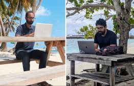 Lottiefiles members working while being based in Maldives. PHOTO: MIHAARU