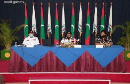 Press conference held by Maldives National Defence Force (MNDF) on commencing a hydrographic survey with the Indian navy. PHOTO: MIHAARU