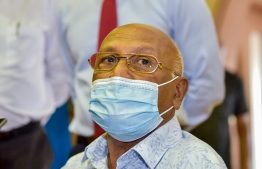 Minister of Health Ahmed Naseem at the COVID-19 vaccination kick-off event. PHOTO: MIHAARU