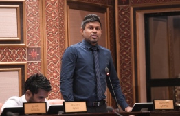 Faresmaathoda MP Hussain Mohamed Latheef speaking at the parliament. PHOTO: MAJLIS