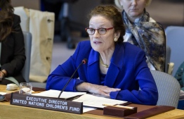 On 15 May 2019, UNICEF Executive Director Henrietta Fore addresses the United Nations Security Council. PHOTO: UNICEF