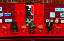 Minister of Foreign Affairs Abdulla Shahid speaking at the India Today Conclave-South at the session entitled, “Neighbourhood Navigation: The Common Water: Old Ties, New Strategies. PHOTO: FOREIGN MINISTRY