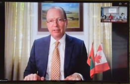 From the ceremony held virtually to handover funds granted to Maldives from Canada. PHOTO: HEALTH MINISTRY