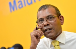 Mohamed Nasheed at a press conference: he was attacked on May 6 -- Photo: Nishan Ali/ Mihaaru