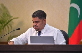 Spokesperson to  the President, Mabrook Abdul Azeez: at a press conference held in the President's Office, he stated the President had so far not held any legal discussions regarding the change of the system -- Photo: President's Office.