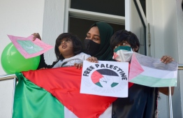 Maldivians show their support to the people of Palestine-- Photo: Mihaaru