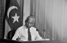 President Ibrahim Mohamed Solih addressing the media at a Press Conference: along with the President several of his family members also went with him to Dubai -- Photo: President's Office