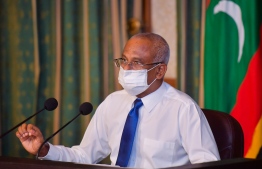 (FILE) President Ibrahim Mohamed Solih at a press conference