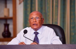 (FILE) Health Minister Ahmed Naseem at a press conference held in President's Office on June 8, 2021: Naseem said after dicussing the lack of available anesthesiologists with Finance Ministry, they have decided to increase their salaries for a temporary period -- Photo: President's Office
