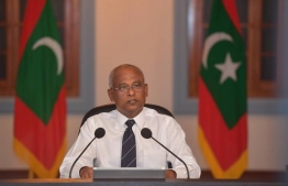 President Ibrahim Mohamed Solih addresses the media at a press conference today -- Photo: President's Office